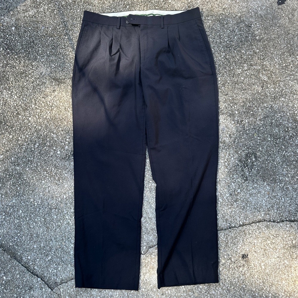 Lauren Ralph Lauren Mens 34x30 Navy Blue 100% Wool Pleated Total Comfort Pants